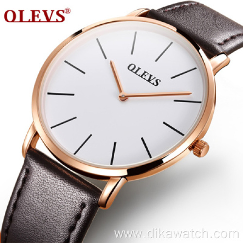 OLEVS Luxury Men Leather Quartz Watch Ultra Thin Calendar Minimalist Casual Business Slim Watches Man 2021 Hot Selling Reloj